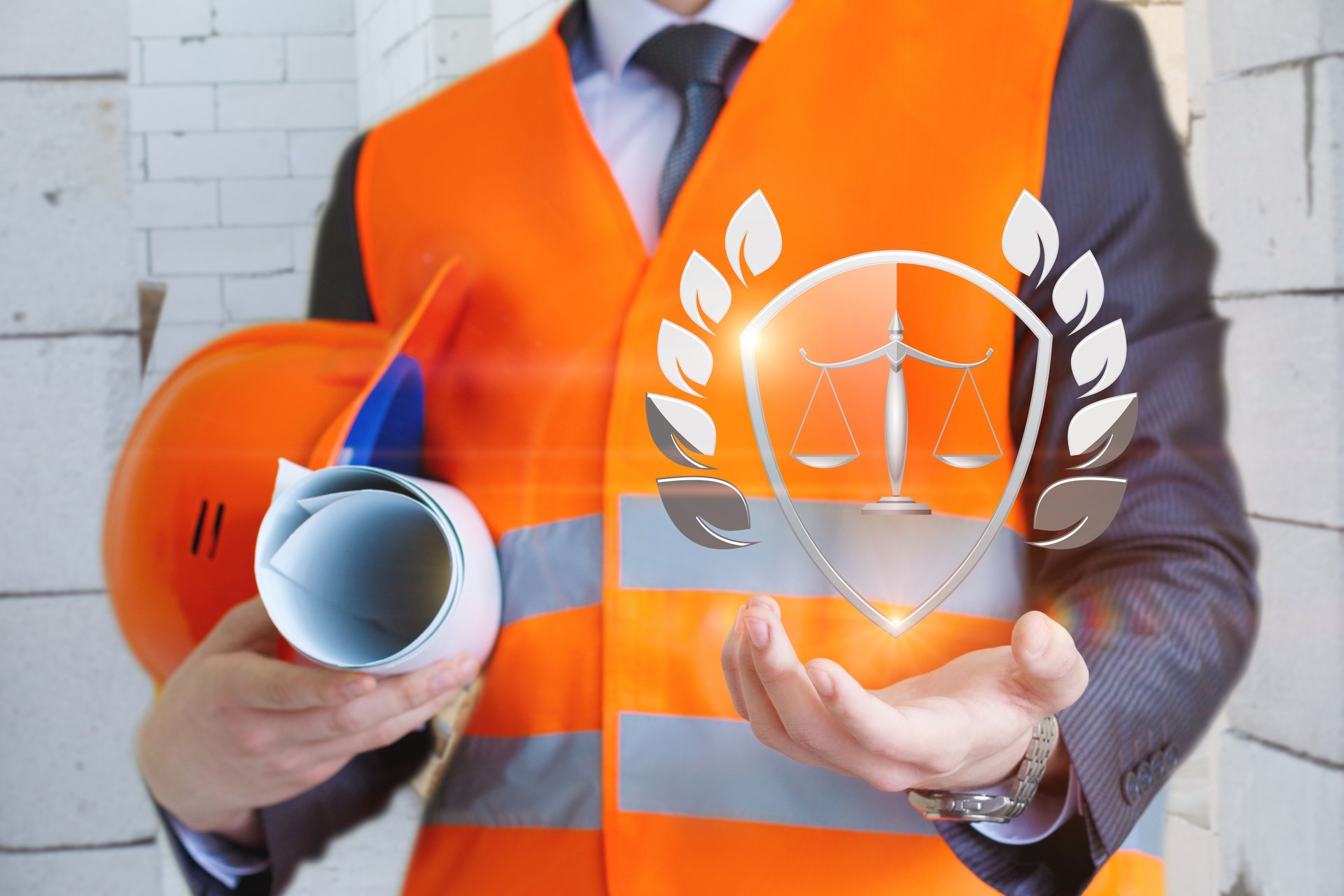 Builder symbolizes legal protection in construction.